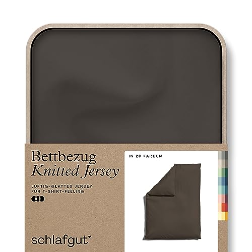  Knitted Jersey Bettwäsche 135x200cm Bettdecke Bezug einzeln, Multicolor Uni, weich faltenfrei Elasthan (Sand Deep, 135 140x200)