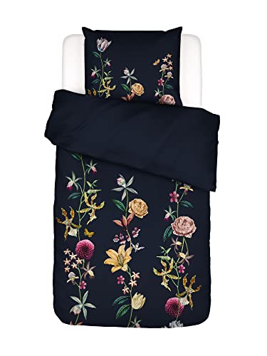 ESSENZA Bettwäsche Feda Nightblue,135x200 + 1x 80x80 cm, 100% Baumwollsatin, Blumen