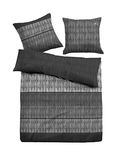 TOM TAILOR Satin-Wende-Bettwäsche - Anthrazit - Hellgrau - 135 x 200 cm - mit Reißverschluss