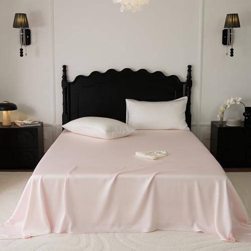 Luxuriöses hellrosa Satin-Seiden-Bettwäsche- Set, 245 x 270 cm, weiche, seidige Bettlaken mit natürlichem Glanz für ultimativen Komfort und Stil in Ihrem Schlafzimmer.
