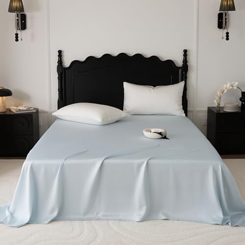 JIANINGHOME Satin Bettwäsche,200x230cm,Hel lblau,Glanzsatin Seide Wendebettwäsche Sommer Glatt