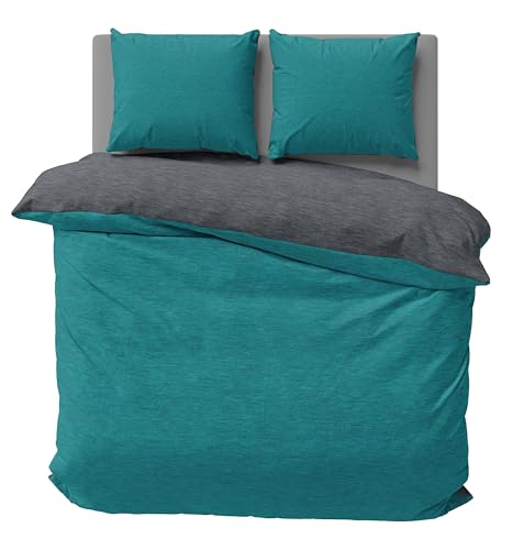 one home Winter Bettwäsche Biber Meliert Flanell Kuschelig Flauschig Warm Weich Modern, Größe:3 teilig 200x200, Farbe:Petrol/anthrazit one home Winter Bettwäsche Biber Meliert Flanell Kuschelig Flauschig Warm Weich Modern, Größe:3 teilig 200x200, Farbe:Petrol/anthrazit