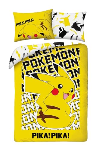 Pokemon Pikachu und Freunde Bettwäsche Set Bettbezug 140x200 cm + Kissenbezug 70x90 cm Öko-Tex