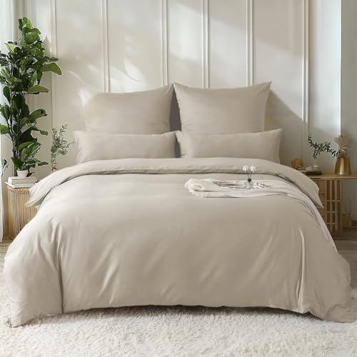 SOULFUL Satin Bettwäsche 135x200 Baumwolle,100% Langstapelige Baumwolle Seidig Luxus Bettzeug, ÖkoTex Zertifiziert & für Allergiker Geeignet, 1 Bettbezug 135x200 & 1 Kissenbezug 80x80,Oatmeal SOULFUL Satin Bettwäsche 135x200 Baumwolle,100% Langstapelige Baumwolle Seidig Luxus Bettzeug, ÖkoTex Zertifiziert & für Allergiker Geeignet, 1 Bettbezug 135x200 & 1 Kissenbezug 80x80,Oatmeal