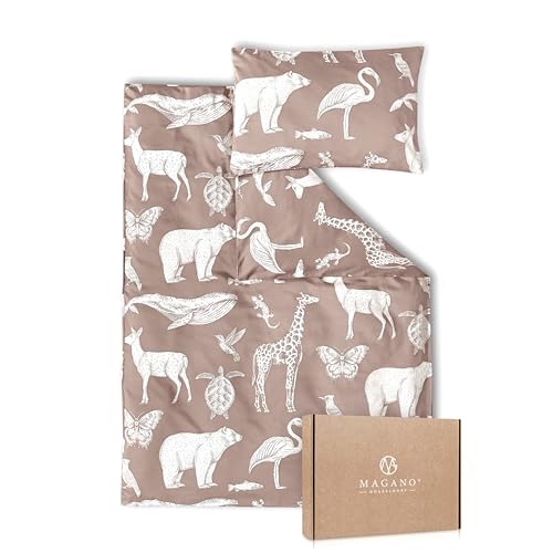 Magano® Kinderbettwäsche 100x135 Rosa | Bambus & Baumwolle Satin | 400 TC Luxusqualität | Hypoallergen | Baby Kinder Bettwäsche Mädchen | Deckenbezug 100x135 cm + Kissenbezug 40x60 cm | Altrosa