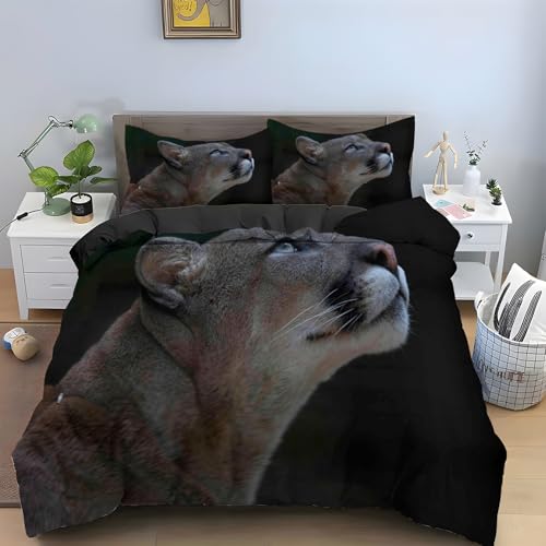 Braune Leoparden Bettwäsche 200×220cm, Tier Muster bettwäsche-Sets, Mikrofaser Bettbezug mit Reißverschluss und Kissenbezug 80×80cm