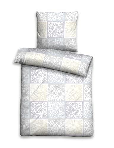 Biberna Bettwäsche Baumwolle Renforce 1x Bettbezug 135x200 cm + 1x Kissenbezug 80x80 cm grau bunt