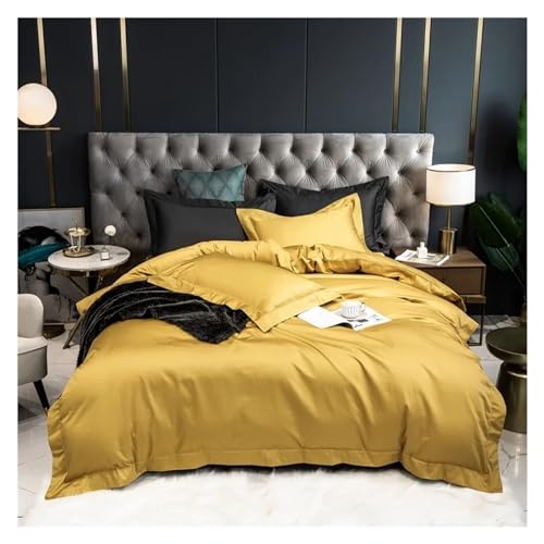 Bett, hochwertiges Bettwäscheset aus ägyptischer Baumwolle mit 1000 TC, einfarbig, Grau, Queen/King, 4-teilig, weich, pflegeleicht
