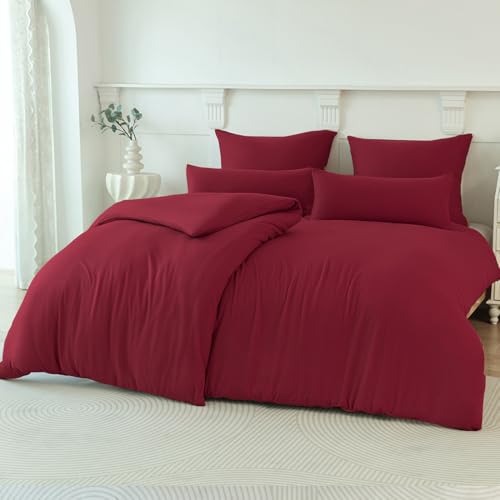 Soifox Winter Thermo Fleece Bettwäsche 135x200 4teilig Rot, Flauschige und Warme Cashmere Touch Bettbezug + Kissenbezug 2er Set 80x80 cm mit Reißverschluss Soifox Winter Thermo Fleece Bettwäsche 135x200 4teilig Rot, Flauschige und Warme Cashmere Touch Bettbezug + Kissenbezug 2er Set 80x80 cm mit Reißverschluss