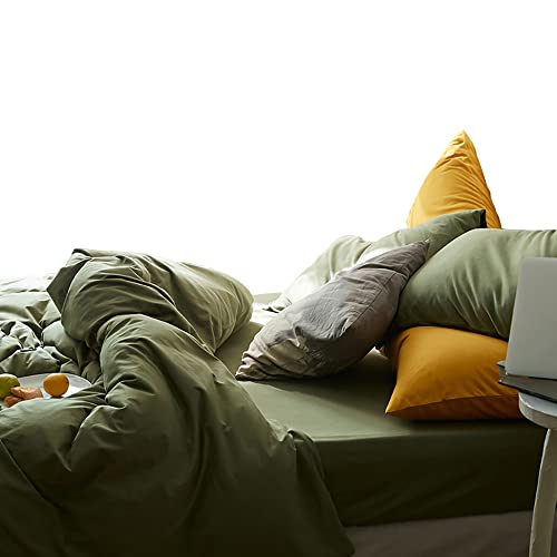 AShanlan Bettwäsche 140x200 2teilig Olivgrün 1 Bettbezug 140 x 200 cm + 1 Kissenbezug 70x90 cm ÖKO-TEX Grün Mikrofaser Duvet Cover Bettwäsche-Sets mit Reißverschluss AShanlan Bettwäsche 140x200 2teilig Olivgrün 1 Bettbezug 140 x 200 cm + 1 Kissenbezug 70x90 cm ÖKO-TEX Grün Mikrofaser Duvet Cover Bettwäsche-Sets mit Reißverschluss