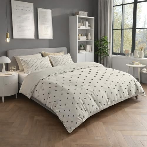 Generisch Bettbezug Weich Atmungsaktiv Bettwäsche-Sets 135 x 200 cm Minimalistisch Modern Punkte Bettbezüge mit Reißverschluss Farbecht Schwarz Weiß Bettwäsche Set für Kinder Erwachsene