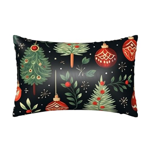 Satin-Kissenbezug, weihnachtliche Elemente, seidige Kissenbezüge für Haar und Haut, mit Reißverschluss, kühlender Kissenbezug für Bettwäsche, Wohnzimmer, Sofa, 50 x 75 cm