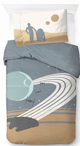 Jay Franco Millennium Falcon Death 100% Baumwolle Einzelbett Set – Enthält Kissenbezug 50 x 70 cm