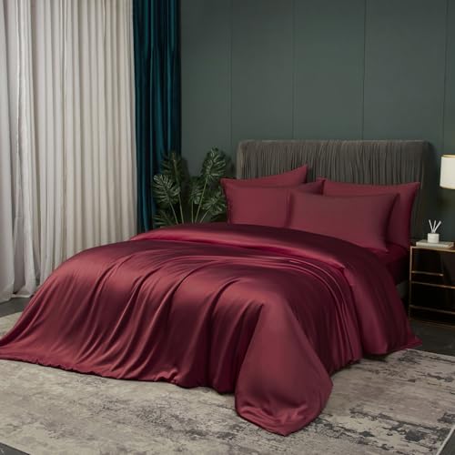 Luowei Sommer Bambus Bettwäsche 200x220 cm Kühlend Seidig Seide Rot Bettwäsche Set aus 100% Bambus Luxus Weicher Bamboo Bettbezug mit Reißverschluss und 2 Kissenbezug 80x80 Luowei Sommer Bambus Bettwäsche 200x220 cm Kühlend Seidig Seide Rot Bettwäsche Set aus 100% Bambus Luxus Weicher Bamboo Bettbezug mit Reißverschluss und 2 Kissenbezug 80x80