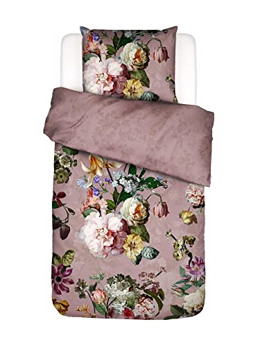 Essenza Bettwäsche Fleur Woodrose, 155x220 + 1x 80x80 cm, 100% Baumwollsatin, Blumen