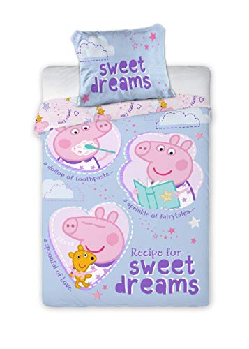familie24 Bettwäsche 100% Baumwolle 100x135cm / 40x60cm Frozen Die Eiskönigin Minnie Maus Arielle Bambi Cars Micky Maus Peppa Pig Feuerwehrmann Sam Bob der Baumeister Winnie Pooh (Peppa Pig)