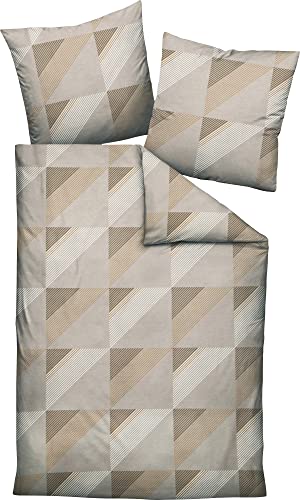 Janine Mako-Satin-Bettwäsche J.D. 135x200 cm + 80x80 cm Taupe