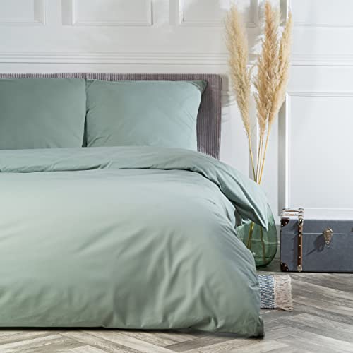 VelvetHome Deluxe Bettwäsche-Set 135x200cm | 100% Baumwolle | Bettwäsche 135x200 mit Kissenbezug 80x80 cm | Hohe Qualität Bettbezug mit Reißverschluss | Made in EU | Olive | 135 x 200