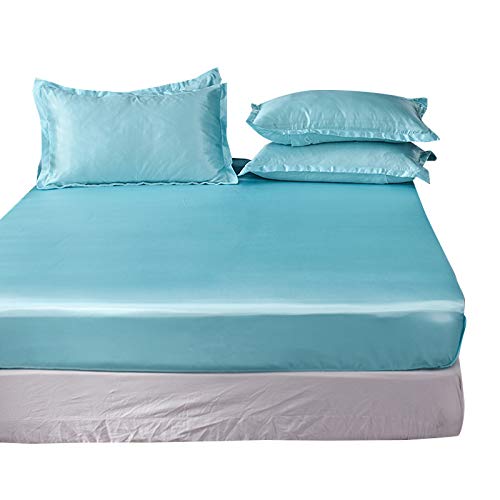 Kühlendes Seiden-Bettwäsche-Set, Sommer-Latex-Matratze, atmungsaktiv, rutschfestes Design für Queen-Size-/Doppelbett/Ei nzelbett, 150 x 200 + 25 cm