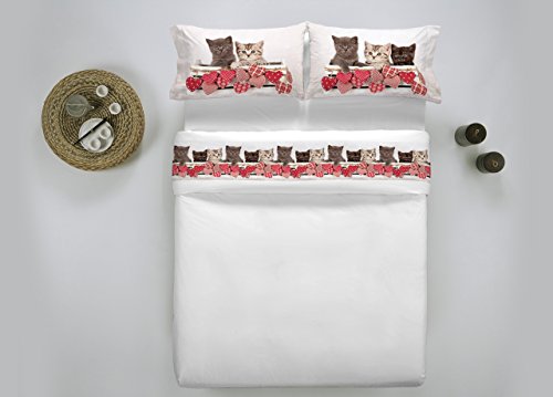 Co.Ingros.Tex Bettwäsche mit Rüschen in Digitaldruck Typ Fresh Position Miez Einzelbett Micio