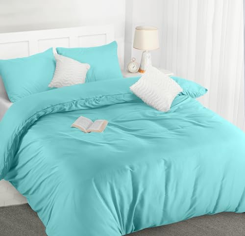 Utopia Bedding Bettwäsche 200x200 Set - Mikrofaser Bettbezug 200x200 cm + 2 Kissenbezüge 50x75 cm - Spa blau