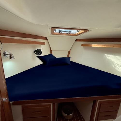 EGYLIN Universal-V-Liegeplatz, 100 % ägyptische Baumwolle, 3-teilig, für Matratzen mit einer Tiefe von bis zu 20,3 cm, Fadenzahl 800, marineblau