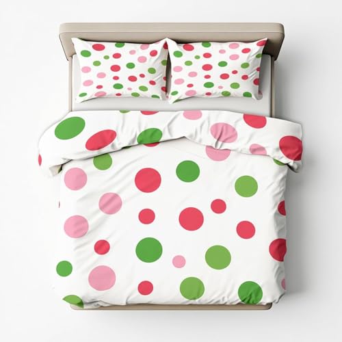 YZQGLHP Punkte Bettwäsche 135x200 Bunt, Wendebettwäsche & Zimmer Deko, Weiche Microfaser Bettbezug Set 2 Teilig, 2 Kissenbezug 80x80, mit Reißverschluss