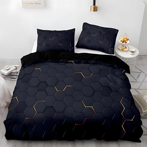 Qiwagu Bettwäsche 200x200 Goldene Streifen, Bettwäsche-Sets Schwarzes Plaid aus Microfaser, Bettbezug 200x200 und 2 Kissenbezüge 80x80 cm, Z37 Qiwagu Bettwäsche 200x200 Goldene Streifen, Bettwäsche-Sets Schwarzes Plaid aus Microfaser, Bettbezug 200x200 und 2 Kissenbezüge 80x80 cm, Z37