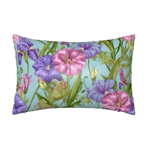 Satin-Kissenbezug, Schwertlilie, Schmetterling, seidige Kissenbezüge für Haar und Haut, mit Reißverschluss, farbenfroh, kühlender Kissenbezug für Bettwäsche, Wohnzimmer, Sofa, 50 x 75 cm