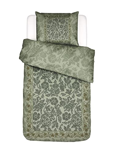 ESSENZA Bettwäsche Maere Comforting Green, 155x220 + 1x 80x80 cm, 100% Bio-Baumwollsatin (GOTS), Blumen