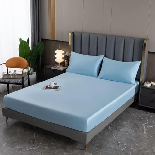 Luxuriöses Maulbeerseide-Spannbetttu ch für Queen-Size-/King-Size-Mat ratze, maßgeschneidert, weiche und atmungsaktive Seiden-Bettwäsche, Hotelqualität, Schlafutensilien