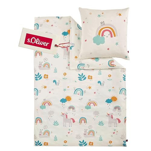 s.Oliver Kinderbettwäsche Einhorn 135x200 cm - 100% Baumwolle, praktischer Reißverschluss & maschinenwaschbar, Bettwäsche für Kinder Regenbogen 2tlg. bunt s.Oliver Kinderbettwäsche Einhorn 135x200 cm - 100% Baumwolle, praktischer Reißverschluss & maschinenwaschbar, Bettwäsche für Kinder Regenbogen 2tlg. bunt