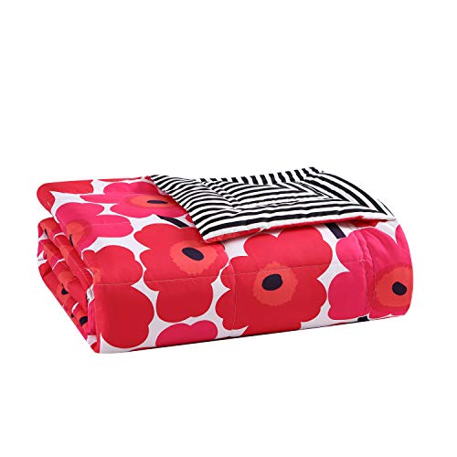 Marimekko - Überwurfdecke, leichte Wendebettwäsche, gemütliche Heimdekoration für Bett oder Couch (Pieni Unikko Rot, Überwurf)