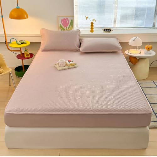 Kühlendes Sommer-Bettwäsche-Set – kühlende Seiden-Bettwäsche für Einzelbetten, 90 x 200 cm, Rosa, perfekt für Studentenwohnheime und heiße Nächte