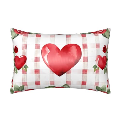 Satin-Kissenbezug, Herz-Rose, seidige Kissenbezüge für Haar und Haut, mit Reißverschluss, Valentinstag, kühlender Kissenbezug für Bettwäsche, Wohnzimmer, Sofa, 50 x 75 cm