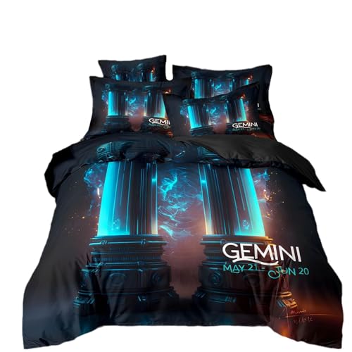 VOGIAY Zwillinge Bettwäsche 135x200cm 2 Teilig,Mikrofaser Bettbezug mit 1 Kissenbezug 80x80cm, Zwillinge Jungen Mädchen Zimmerdekorations Bettwäsche-Sets(Gemini May 21 - JUN 20)