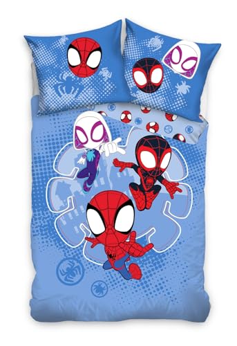 Carbotex Spidey Wendebettwäsche Set für Kinder, Jugendliche und Erwachsene 135x200/80x80cm SM2436412