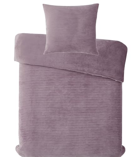 KH-Haushaltshandel Winter Wende Bettwäsche Cashmere Cord, 135x200+80x80cm, Flieder Uni, Fleece, Plüsch Teddy Flausch (CashmeCordFlieder) KH-Haushaltshandel Winter Wende Bettwäsche Cashmere Cord, 135x200+80x80cm, Flieder Uni, Fleece, Plüsch Teddy Flausch (CashmeCordFlieder)