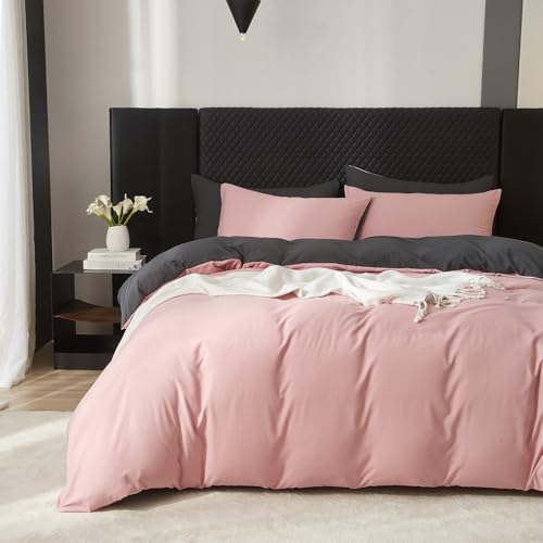 Boqingzhu Baumwolle Bettwäsche 135x200cm Rosa Altrosa Aesthetic Wendebettwäsche Set Bettbezug 135x200cm 1 Kissenbezug 80x80cm mit Reißverschluss