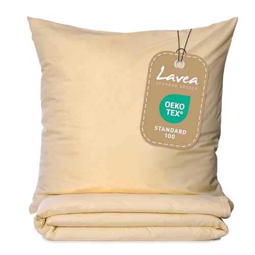 Lavea Bettwäsche Set 135x200 (1X) + 80x80 (1X) Beige aus Mikrofaser - Ultraweich, Atmungsaktiv & Hypoallergen, ÖKO-TEX Bettwäsche Set mit Qualitätsreißverschluss