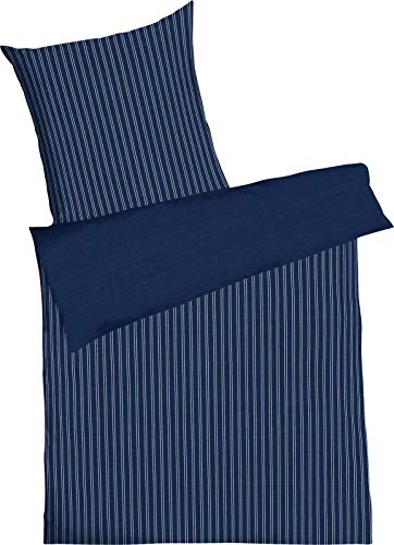 PremiumShop321 Mako Satin Kaeppel Bettwäsche Eternity Combo 135x200 / 80x80 Marine 326-611 + Aufbewahrungsbeutel