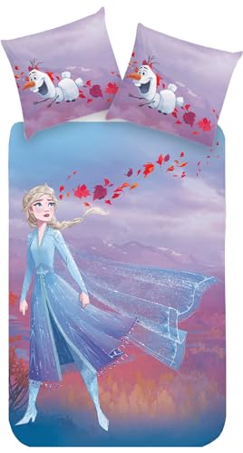 Frozen Kinder Bettwäsche Die Eiskönigin ELSA & Olaf 135 x 200 cm + 80 x 80 cm 100% Baumwolle Renforcé-Linon-Qualität Disney ELSA Anna Olaf Arendelle Sven Kristoff Reißverschluss Deutsche Größe