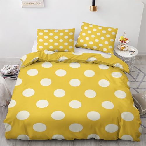 Generisch Bettwäsche 140x200 Polka-Punkte Bettwäsche-Sets 2-teilig, Mikrofaser, mit Reißverschluss für Mädchen Jungen. (Bettbezug 140x200 + 1 Kissenbezüge 70x90) 5G11X210435