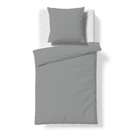 fleuresse gewebte Edelflanell Bettwäsche Lech Denver grau