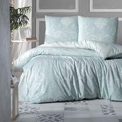 ZIRVEHOME Bettwäsche Set 135x200cm zweiteilig Bettbezug Hellgrün Baumwolle, Alone V2