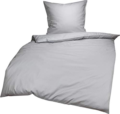 Lorena Mako-Satin Bettwäsche Venedig Silber 1 Bettbezug 135 x 200 cm + 1 Kissenbezug 80 x 80 cm