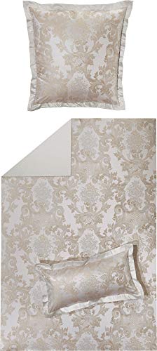 Curt Bauer Wendebettwäsche Louis XIV Brokat-Damast Silber Größe 155x220 cm (40x80 cm)