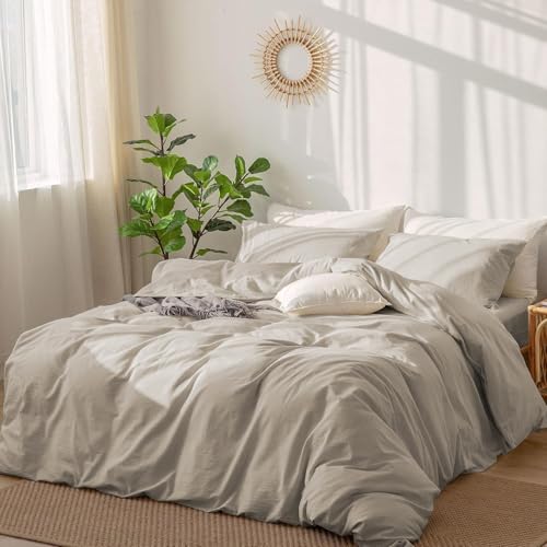 DXHOME Bettwäsche 200x220 3 Teilig Uni Braun Khaki Taupe Bettwäsche Set Kuschelig Flauschige Modern Einfach Weich Baumwolle Bettwäsche mit Reißverschluss und 2 Kissenbezüge 80x80 cm