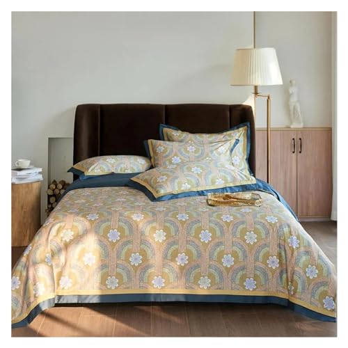 SteFik Geometrischer Paisley-Bettbezug, edles königliches Thema, luxuriöse böhmische Bettwäsche aus ägyptischer Baumwolle, 1 Bettbezug, 1 Bettlaken, 2 Kissenbezüge, Alle Jahreszeiten