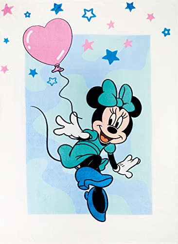 Große Minnie Mouse Wohn-Decke Blau 130 x 170 cm super weiche Coral-Fleece-Decke Mikroflausch Kuscheldecke Sofadecke Herz Gril Mädchen Minnie Maus Disney Mickey Daisy Donald Goofy pass zur Bettwäsche